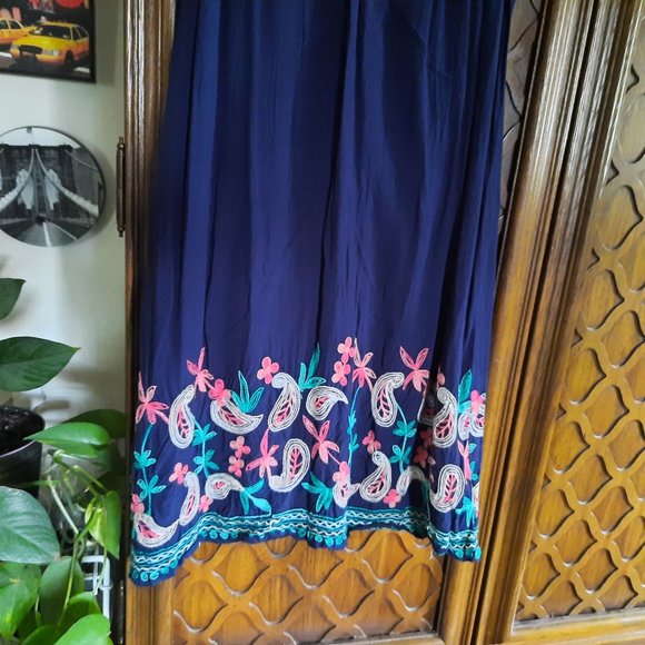 Vintage Bohemian Embroidered Halter Sundress - Navy, Size S - Picture 11 of 16